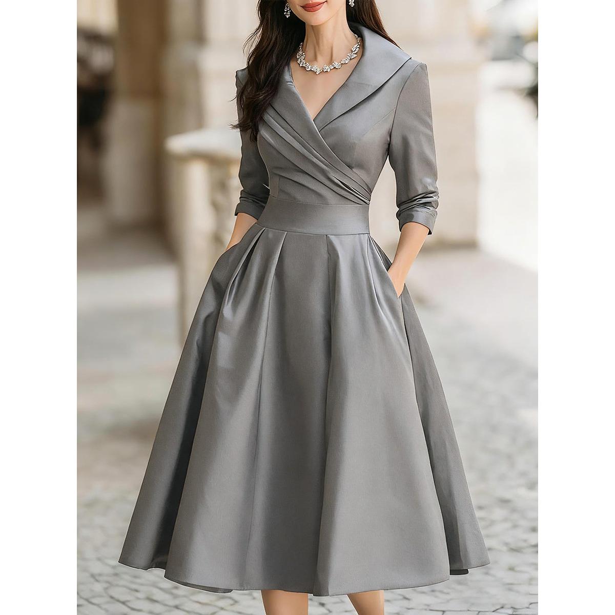 Vivica | Damen Abend Midikleid Mit Wickelkragen