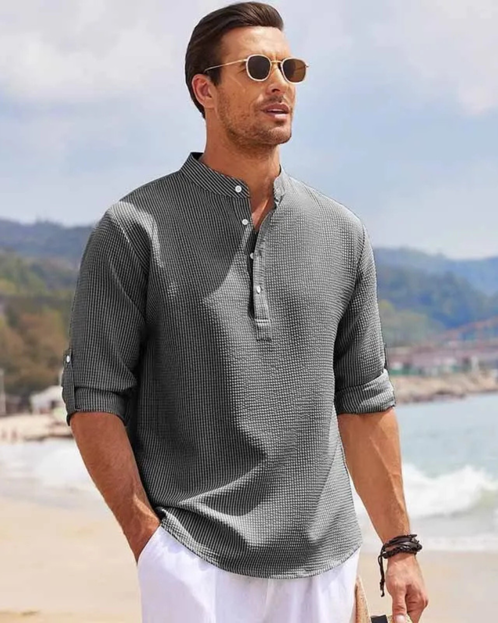Taglicht Herren Langarm Polo-Shirt
