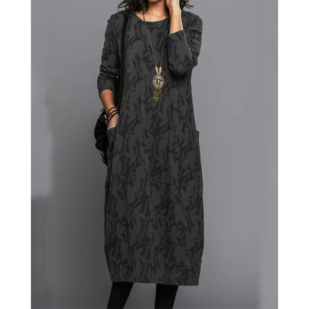 Skylar | Damen Langarm Fleece Kleid Mit Taschen