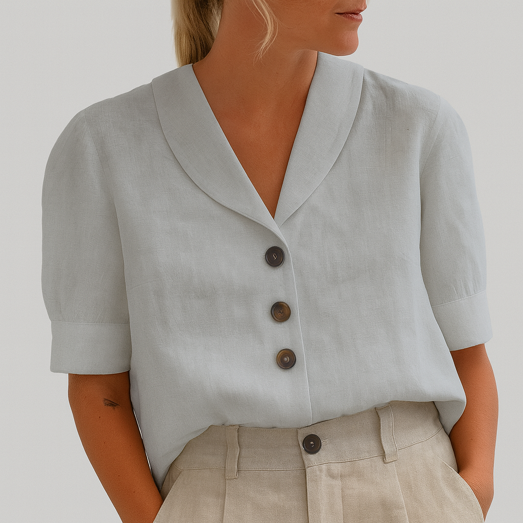 Brenna | Damen Bluse Mit Knopfleiste Und V-Ausschnitt