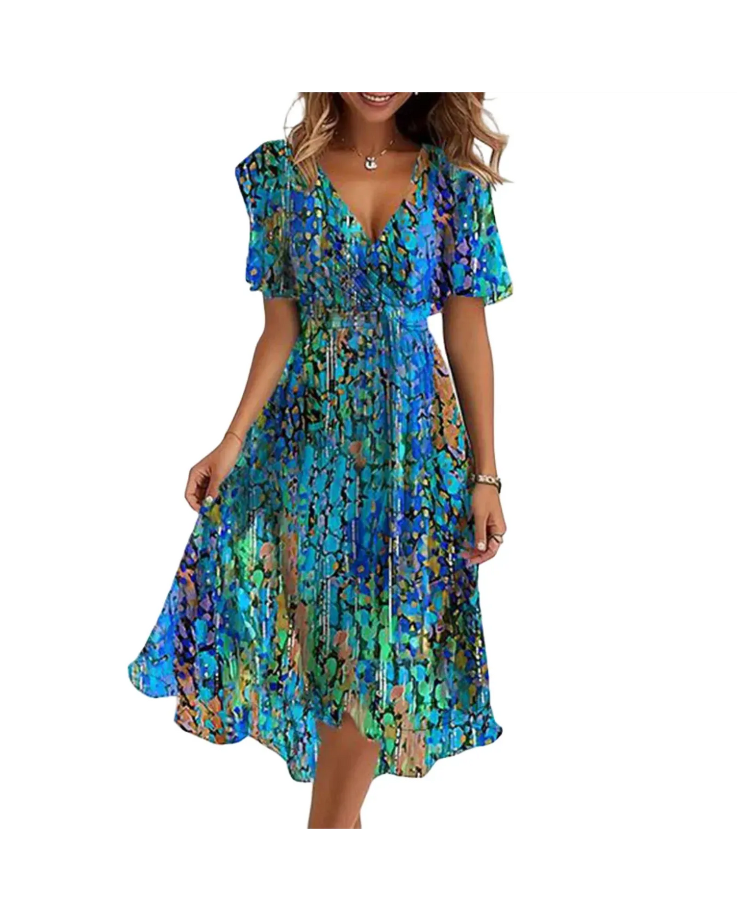 HERBERGER | Atmungsaktives Damen Wickelkleid mit Blumenprint