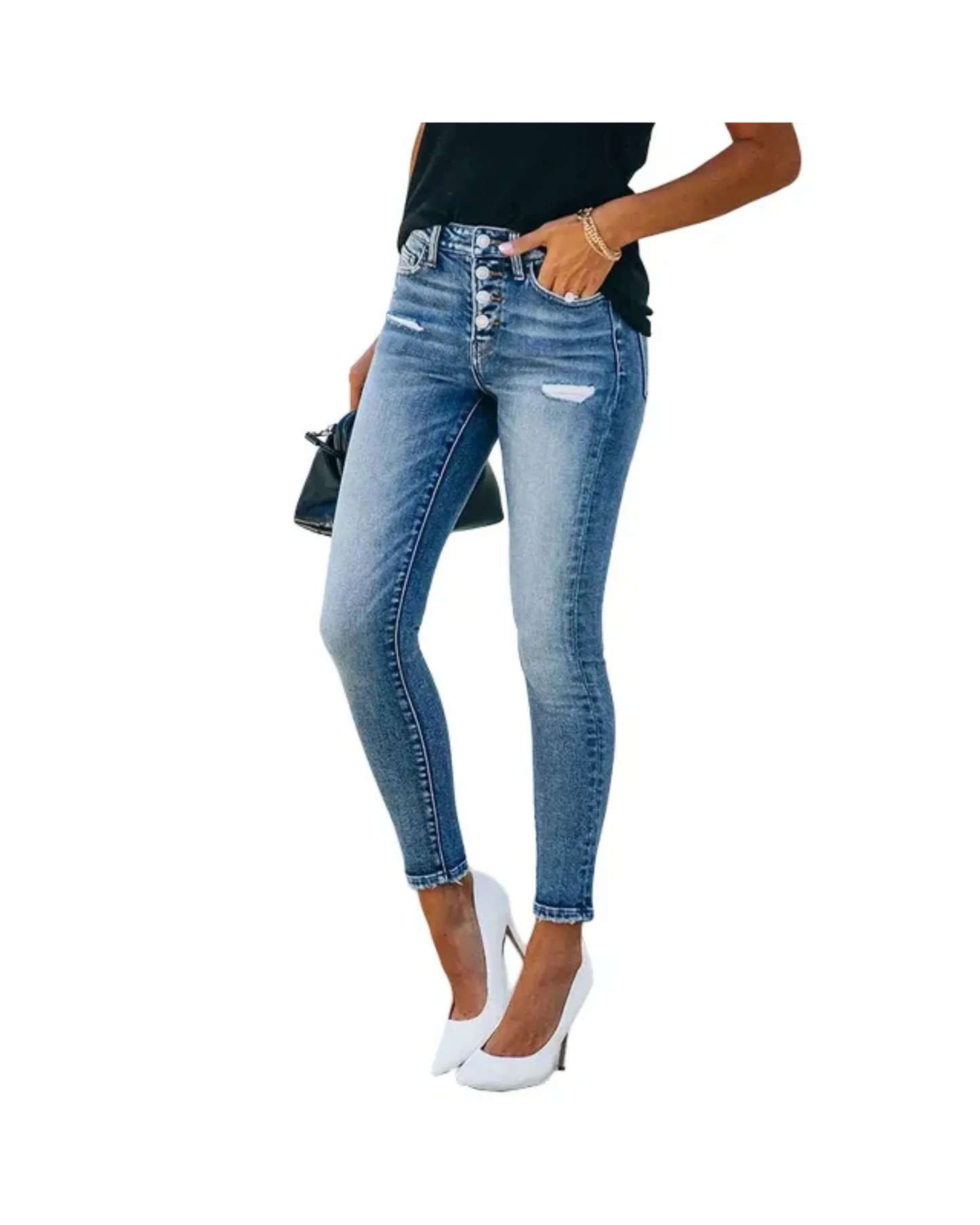 HERBERGER | Damen Jeans mit dezenten Abriefeffekten und weichem Stoff