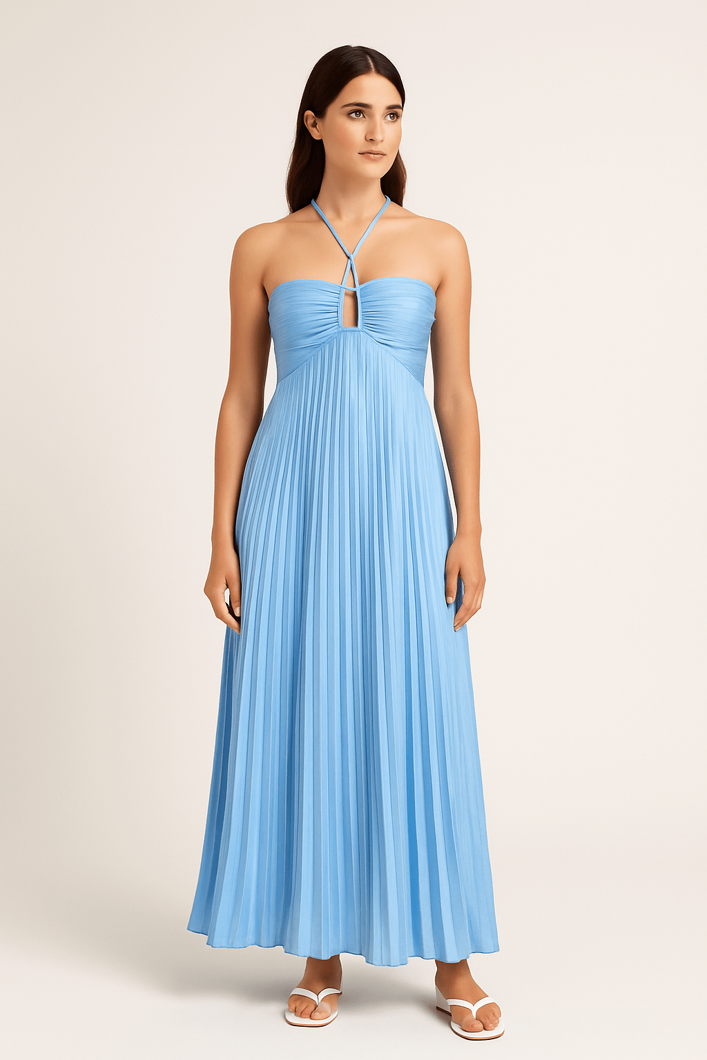 HERBERGER | Atmungsaktives Damen Haltertop mit Falten und Ausschnitt