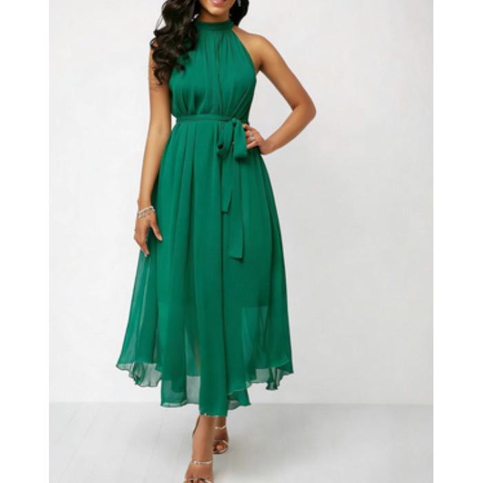 Lucille | Damen Neckholder Midikleid Mit Ausgestelltem Saum