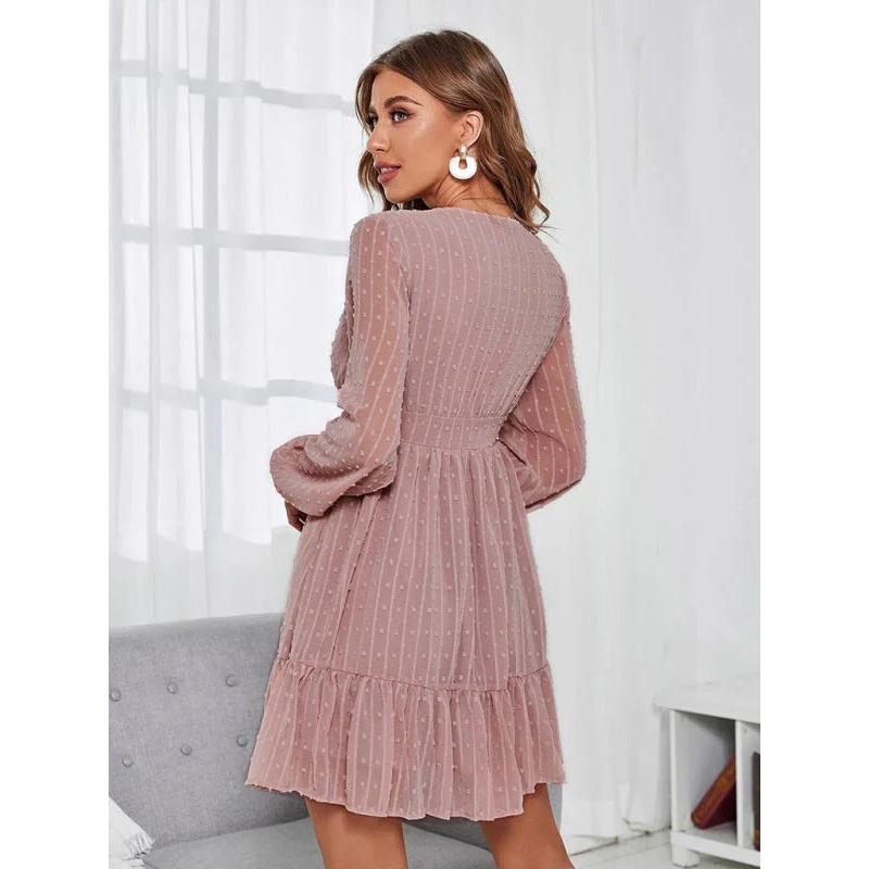 Tessa | Damen Mini Kleid Mit Polka Dots Und V-Ausschnitt