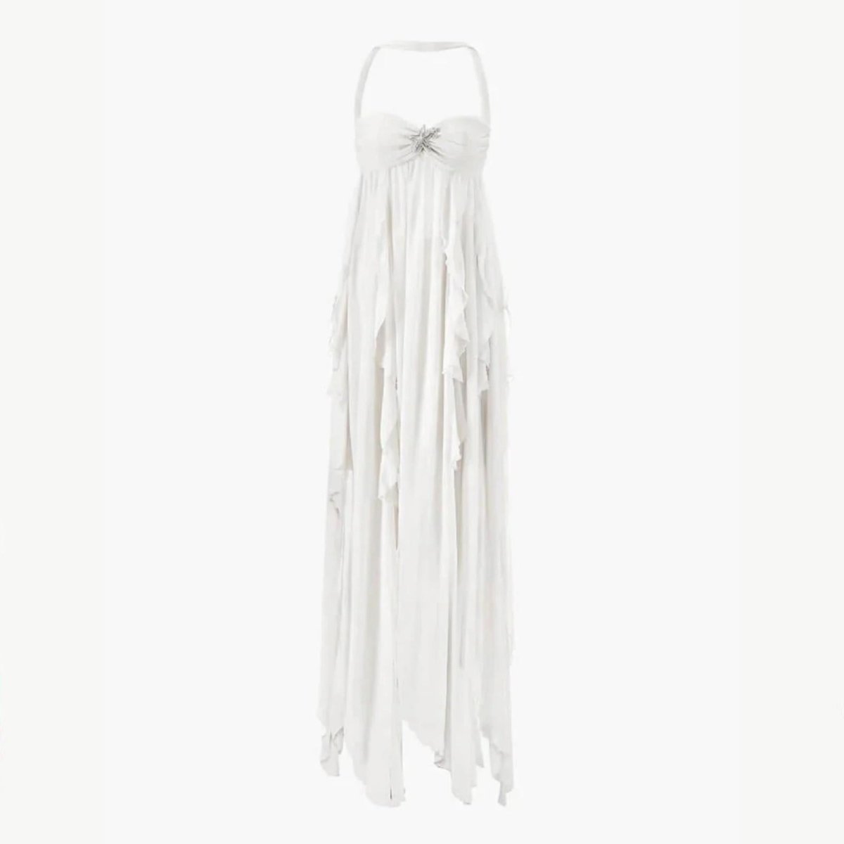 Eliza | Damen Neckholder Maxikleid Mit Lagenrock