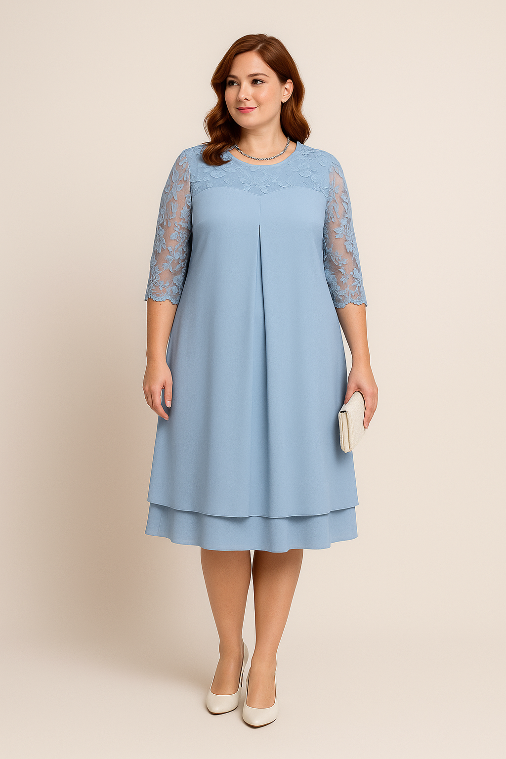 HERBERGER | Festliches Damen A-Linien Kleid in Knielänge mit Halbarm