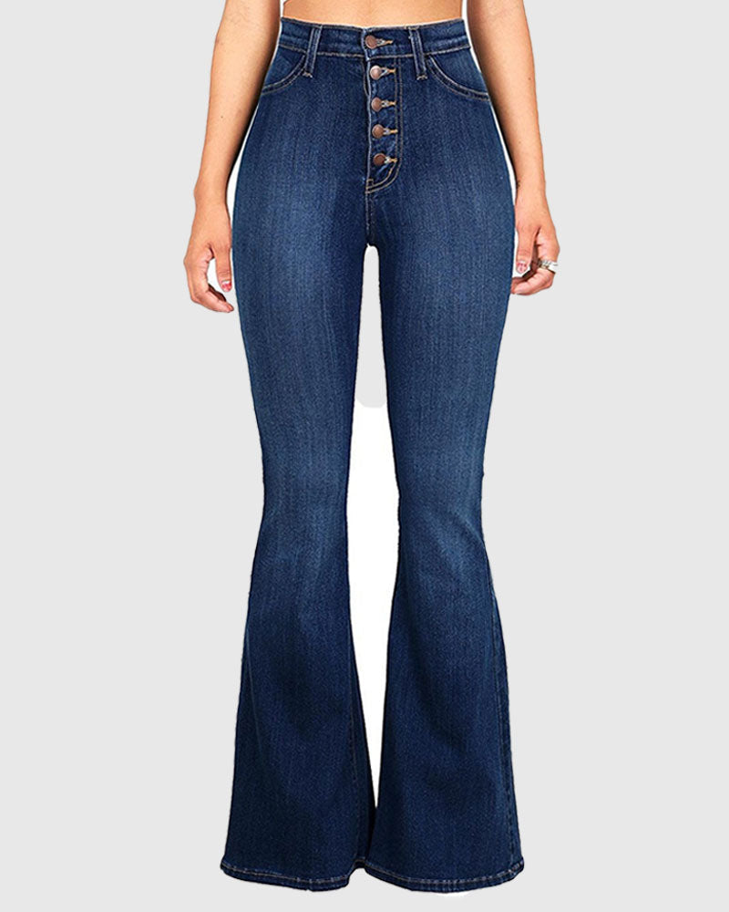 Schlag Jeans mit Hoher Taille