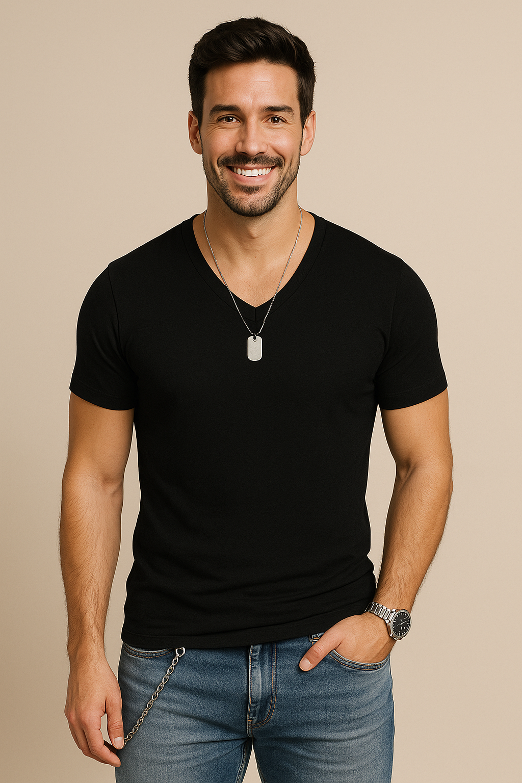 HERBERGER | Herren T-Shirt mit V-Ausschnitt für Sommer und Alltag