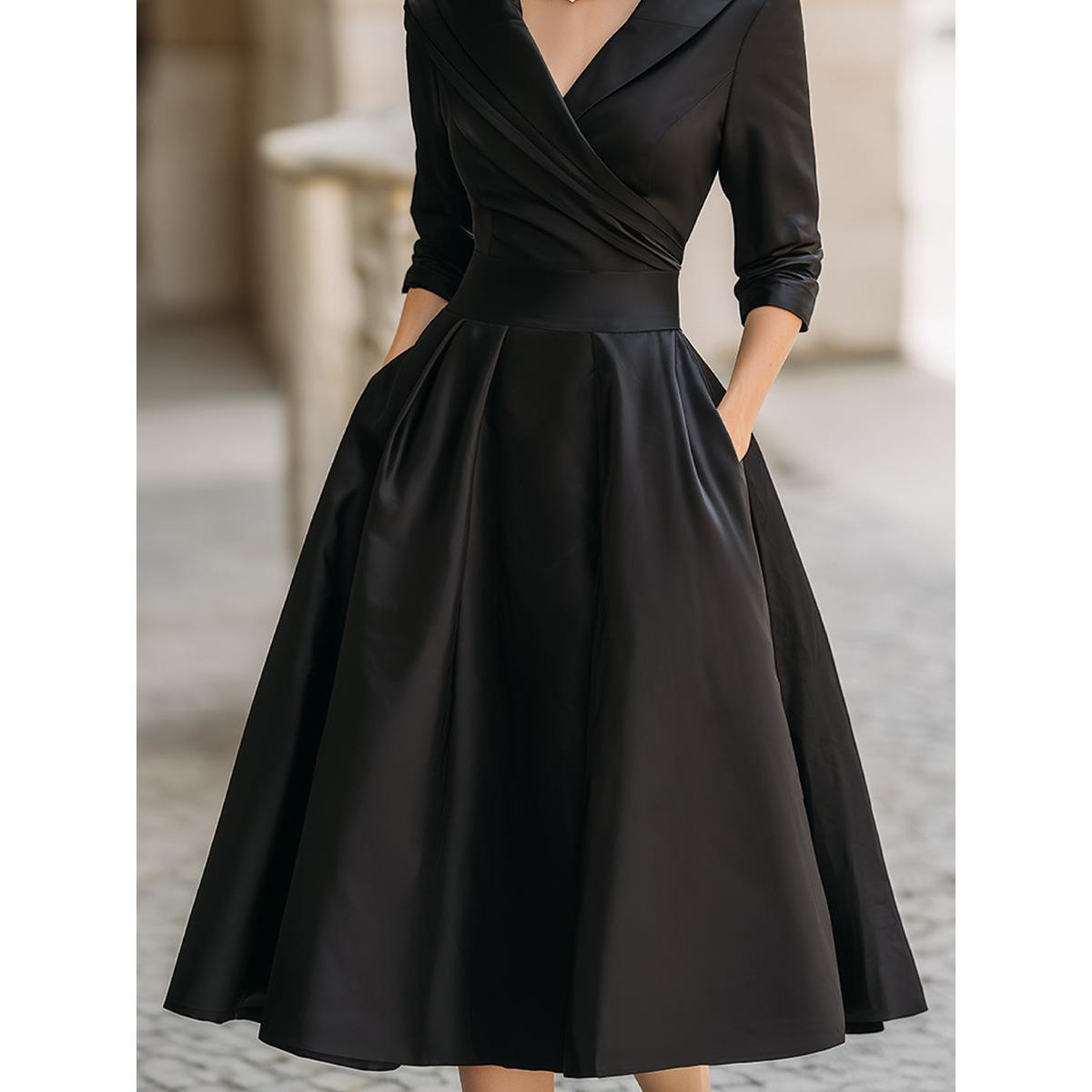 Vivica | Damen Abend Midikleid Mit Wickelkragen