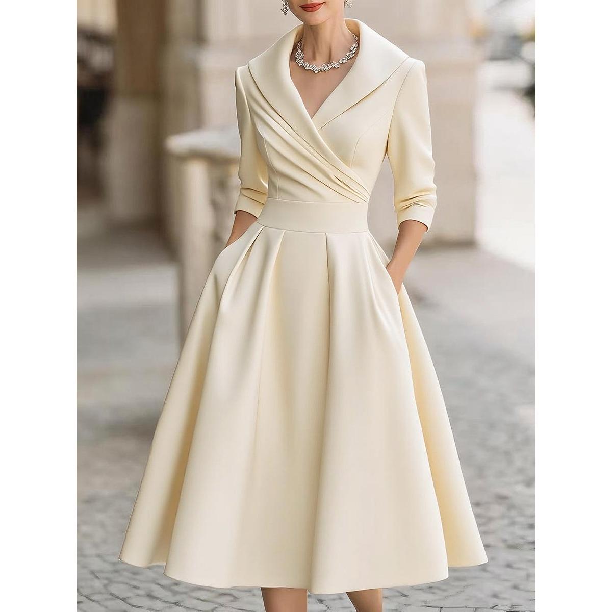 Vivica | Damen Abend Midikleid Mit Wickelkragen