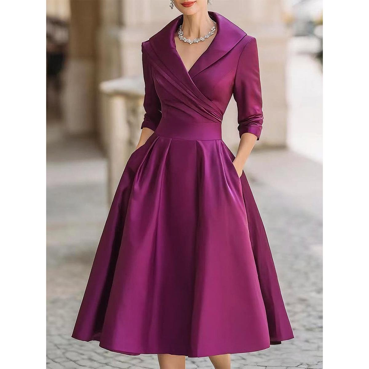Vivica | Damen Abend Midikleid Mit Wickelkragen