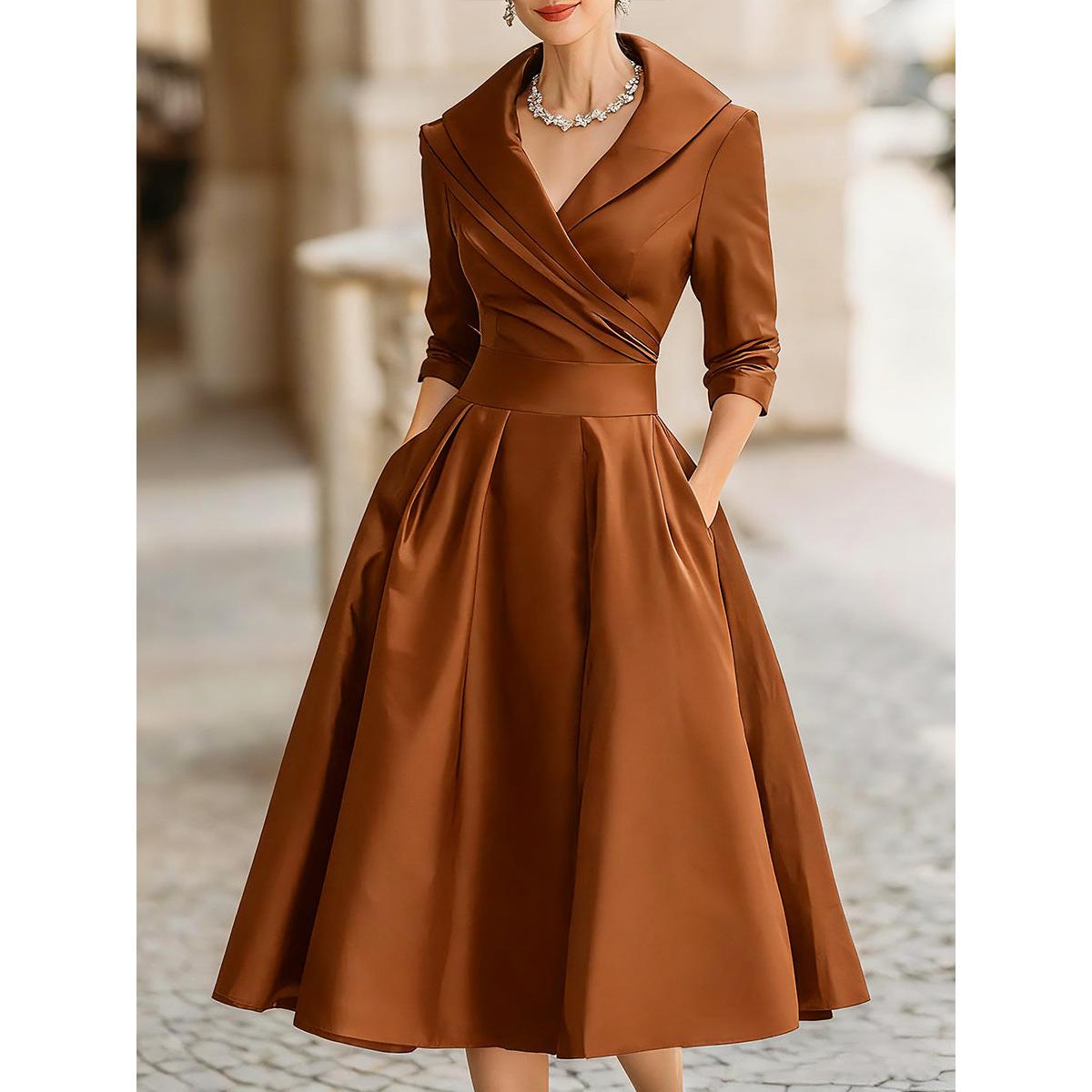 Vivica | Damen Abend Midikleid Mit Wickelkragen