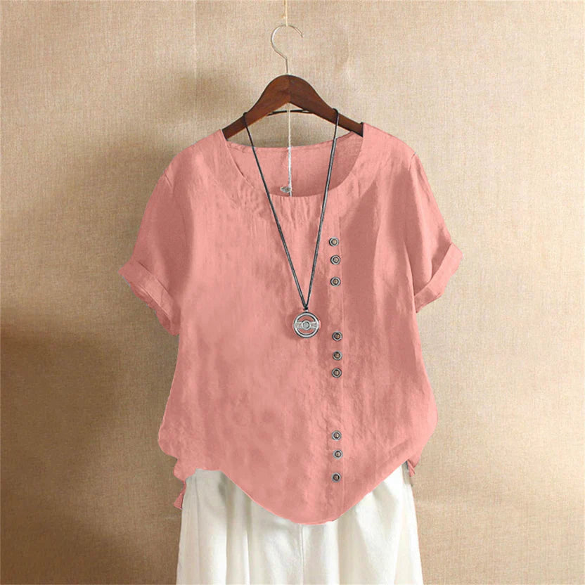 Helene | Damen Bluse In Unifarbe Mit Rundhalsausschnitt