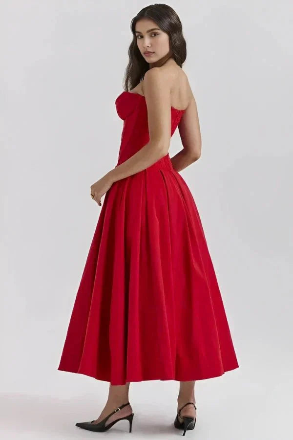 Gabriella | Damen Trägerloses Midikleid Mit Herzförmigem Ausschnitt