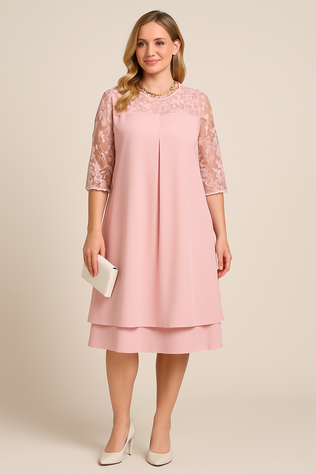 HERBERGER | Festliches Damen A-Linien Kleid in Knielänge mit Halbarm