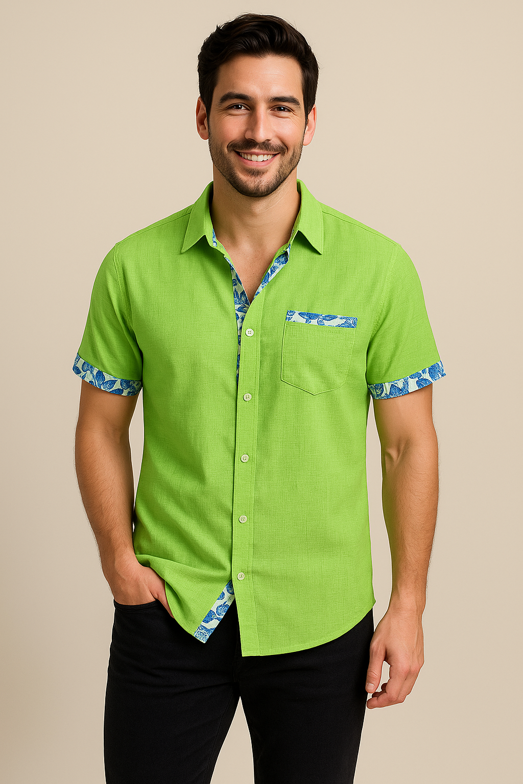 HERBERGER | Herren Kurzarmhemd in Leinenoptik für Sommer und Freizeit