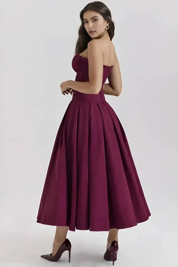 Gabriella | Damen Trägerloses Midikleid Mit Herzförmigem Ausschnitt