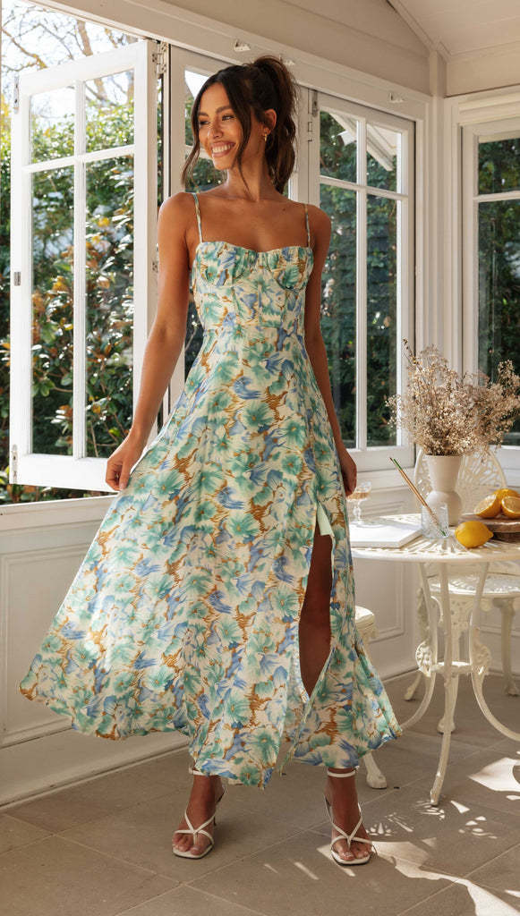 Rückenfreies Kleid mit Blumendruck