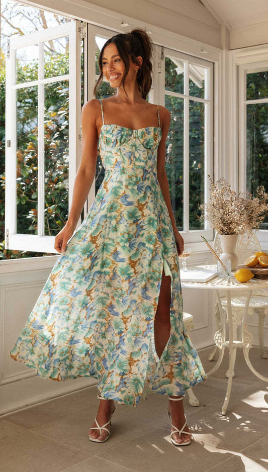 Rückenfreies Kleid mit Blumendruck