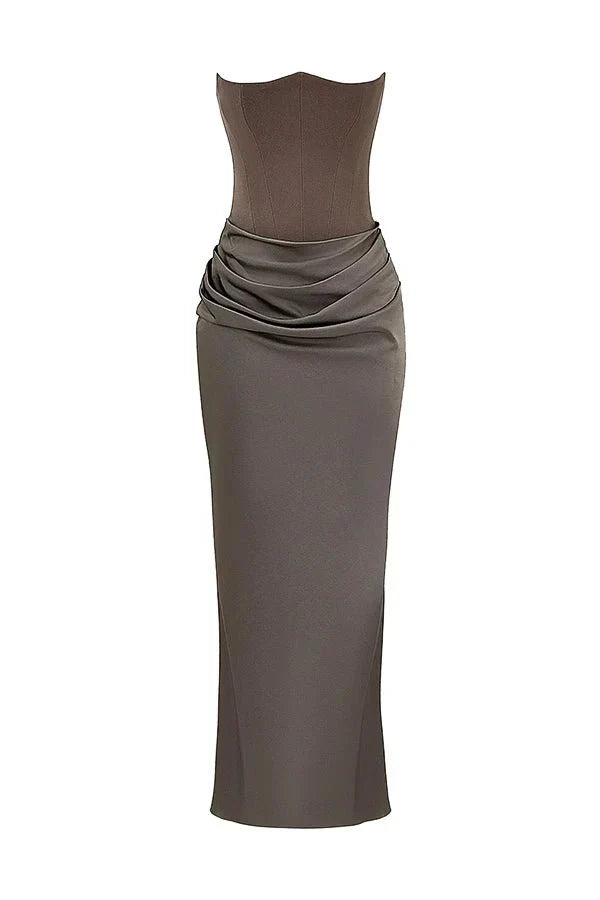Valentina | Damen Trägerloses Korsett Maxikleid Mit Drapiertem Rock