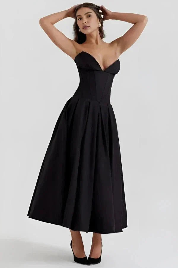 Gabriella | Damen Trägerloses Midikleid Mit Herzförmigem Ausschnitt