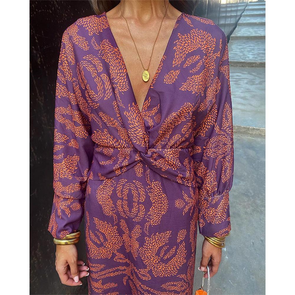 Catalina | Damen Boho Maxikleid Mit V-Ausschnitt