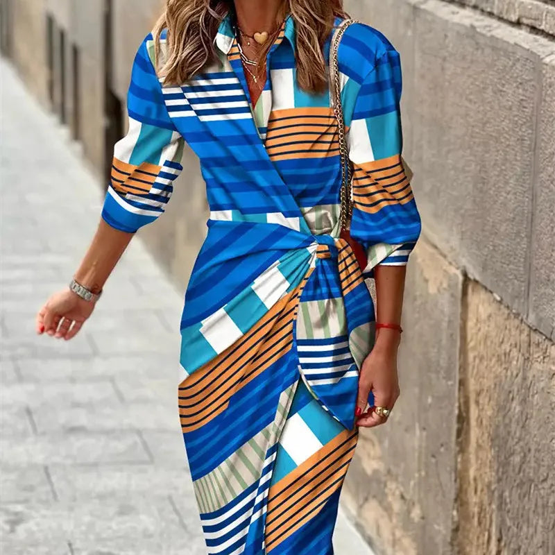 Amara | Damen Wickel Midikleid Mit Dreiviertelärmeln