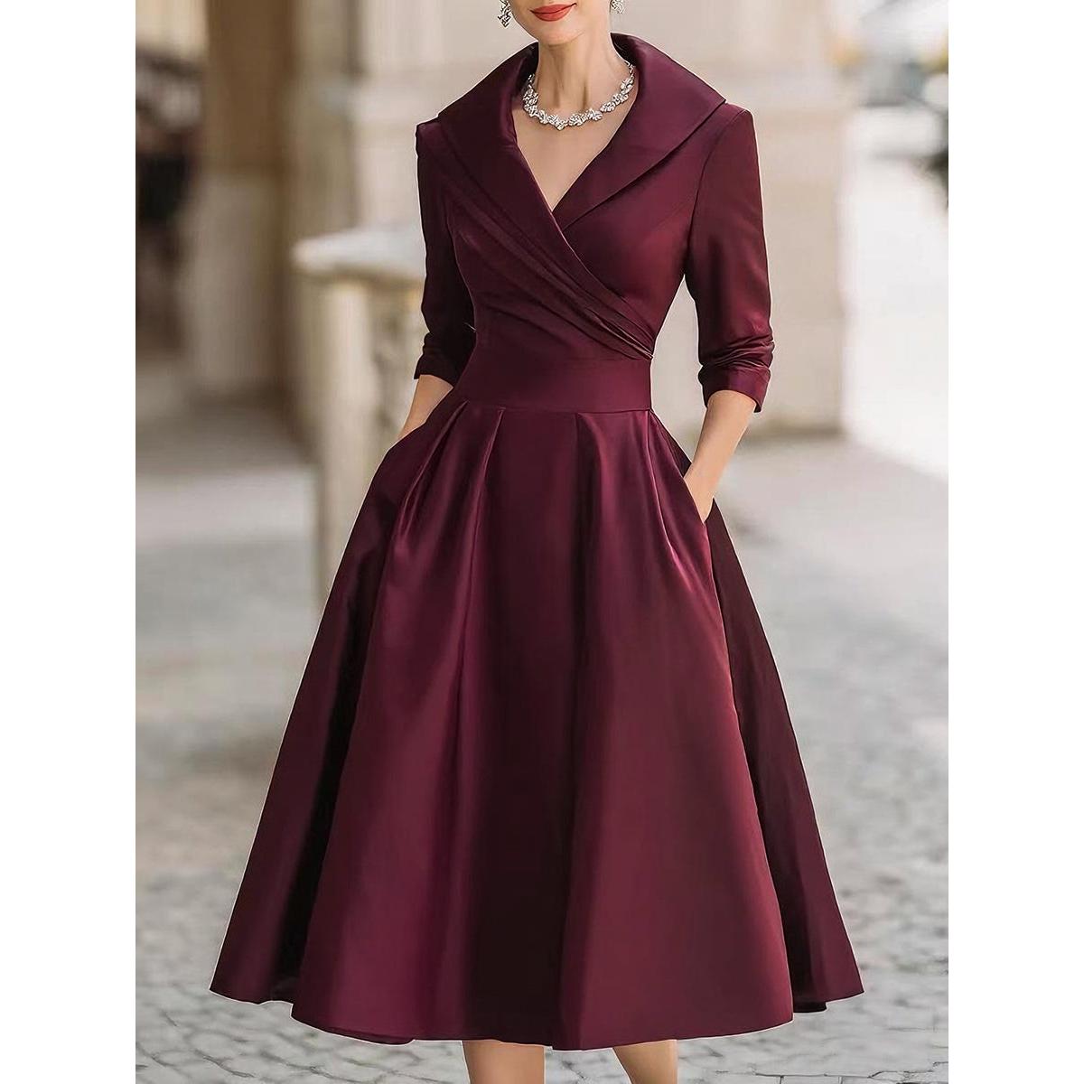 Vivica | Damen Abend Midikleid Mit Wickelkragen