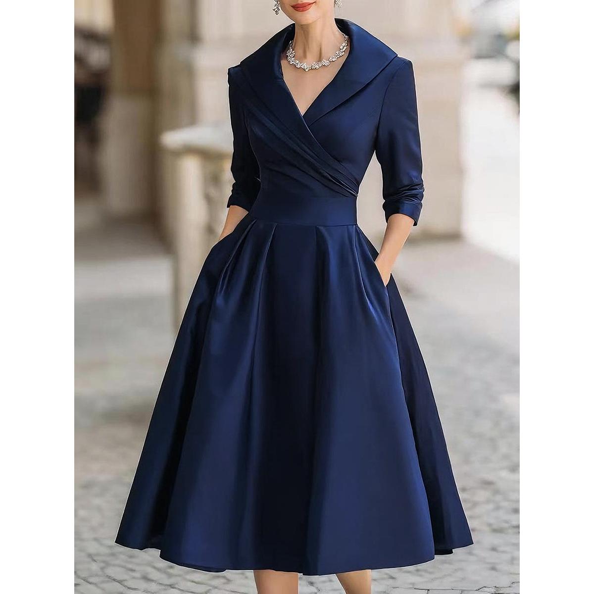 Vivica | Damen Abend Midikleid Mit Wickelkragen