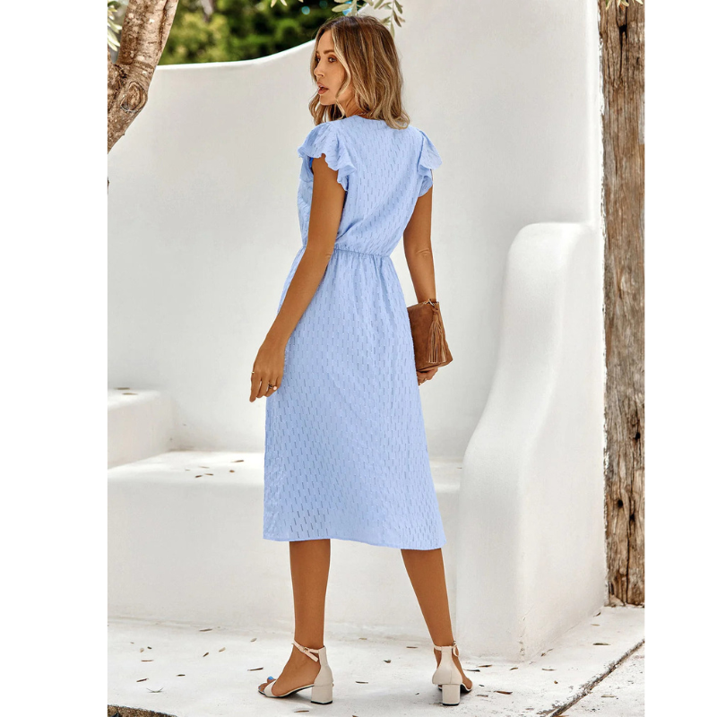 Beatrix | Damen Midikleid Mit Kurzen Rüschenärmeln