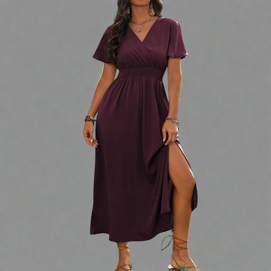 Anna Boho-Kleid aus Premium-Stoff mit elegantem V-Ausschnitt