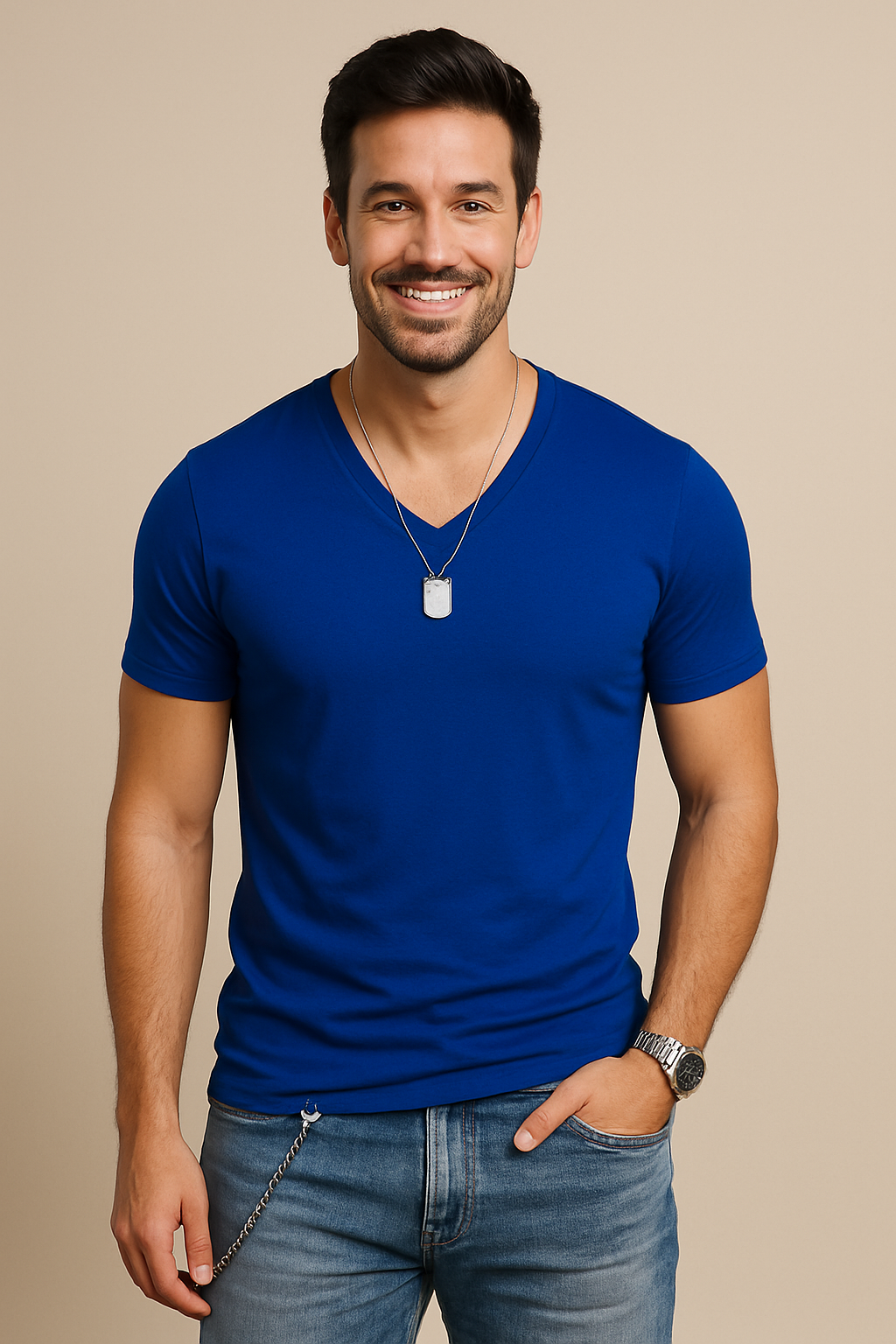 HERBERGER | Herren T-Shirt mit V-Ausschnitt für Sommer und Alltag