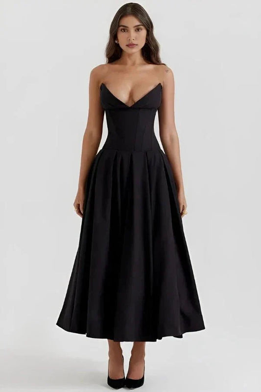 Gabriella | Damen Trägerloses Midikleid Mit Herzförmigem Ausschnitt