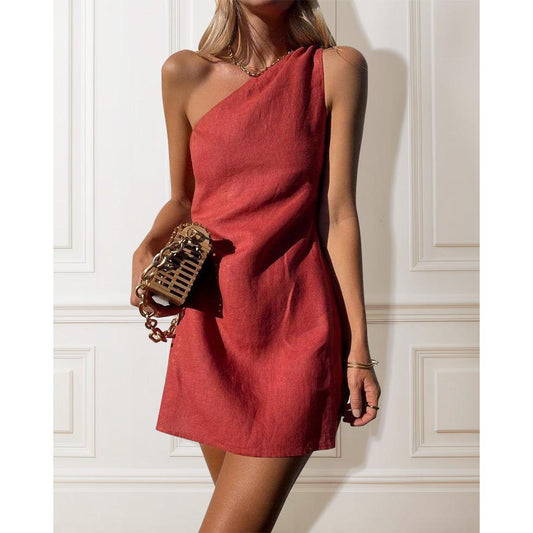 Saylor | Damen One-Shoulder Cocktail Mini Kleid