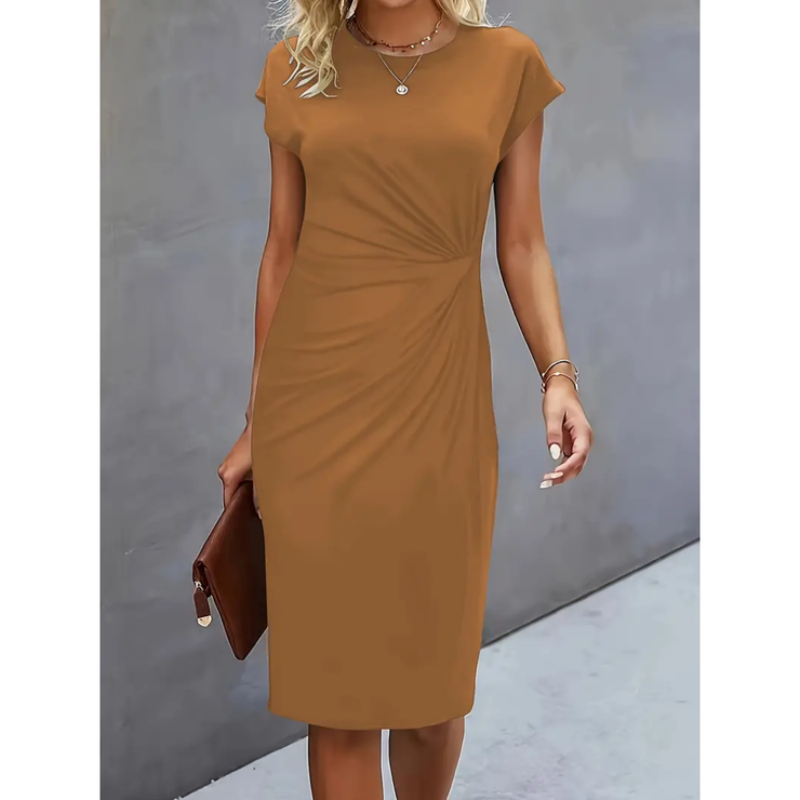 Felicity | Damen Midikleid Mit Kurzen Ärmeln Und Geraffter Seitenpartie