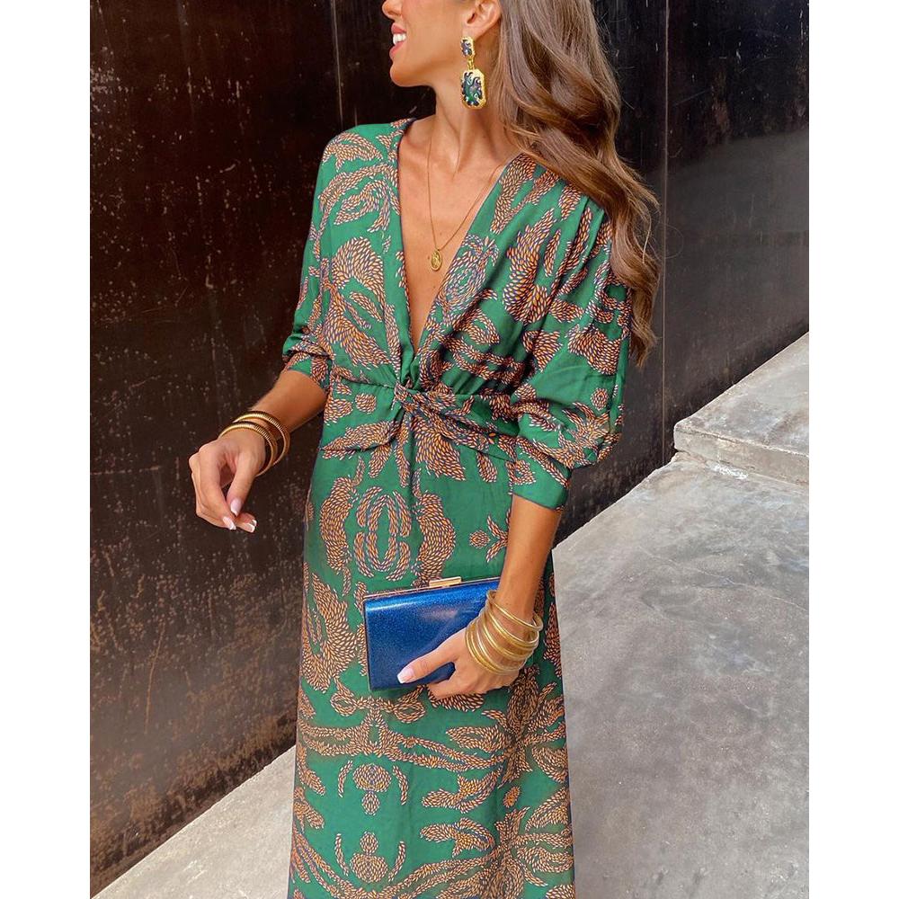 Catalina | Damen Boho Maxikleid Mit V-Ausschnitt