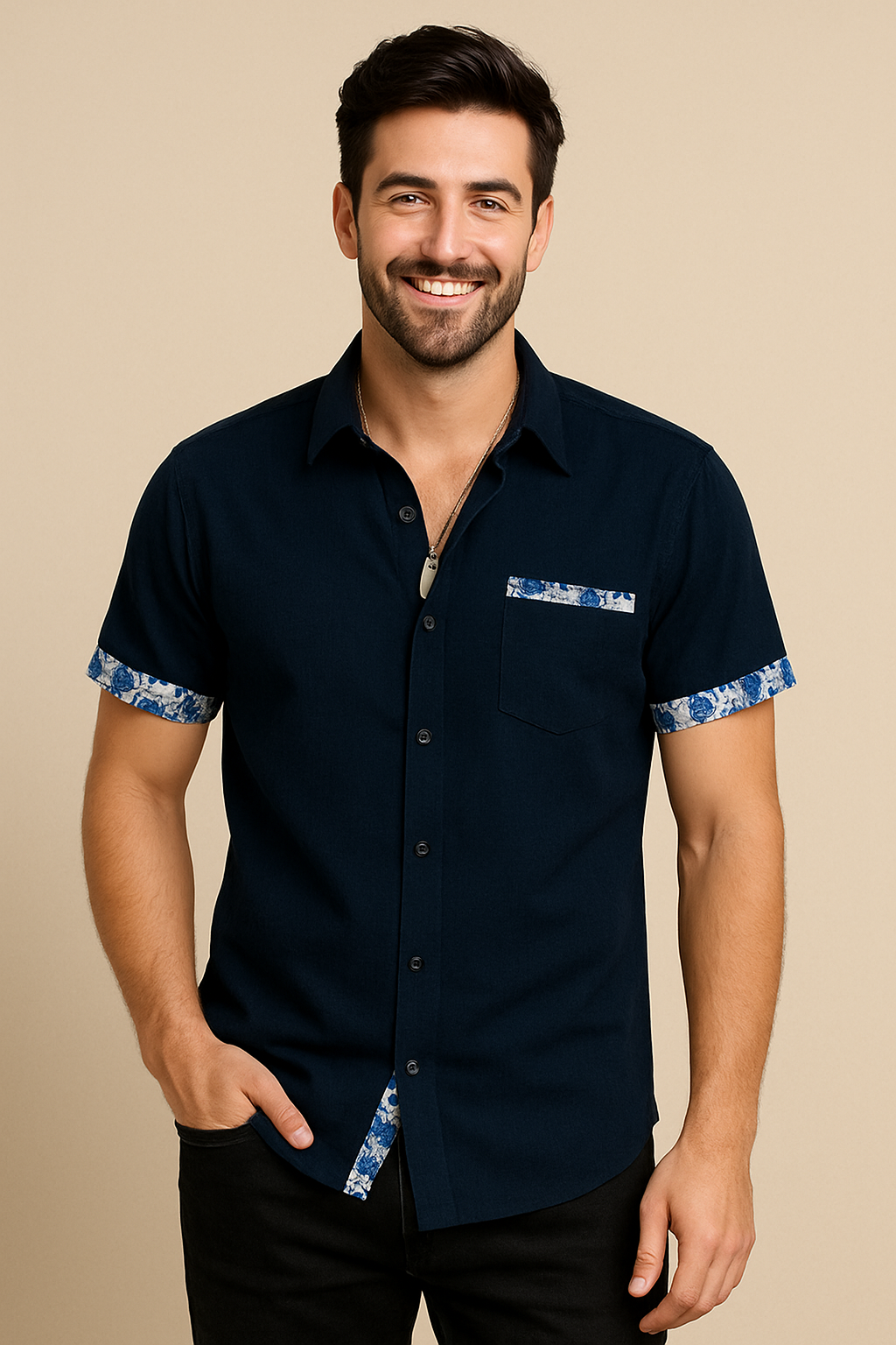 HERBERGER | Herren Kurzarmhemd in Leinenoptik für Sommer und Freizeit