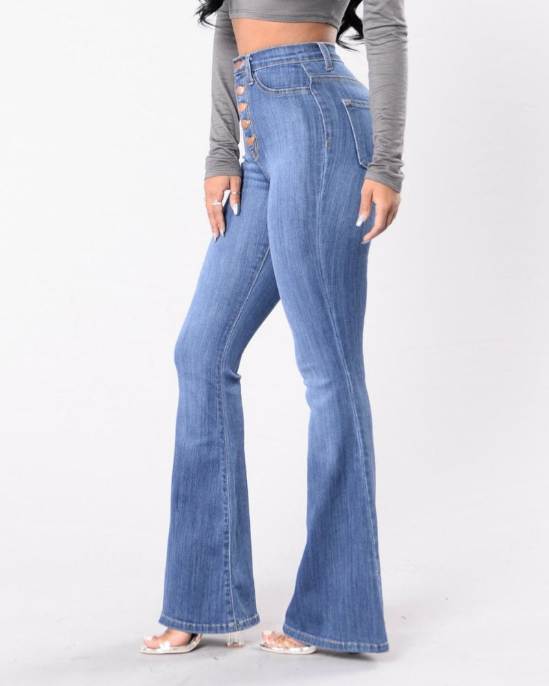 Schlag Jeans mit Hoher Taille