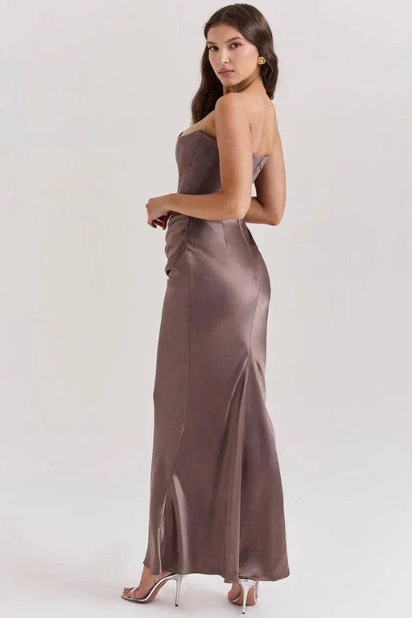 Valentina | Damen Trägerloses Korsett Maxikleid Mit Drapiertem Rock