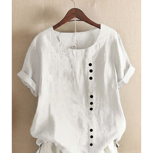 Helene | Damen Bluse In Unifarbe Mit Rundhalsausschnitt