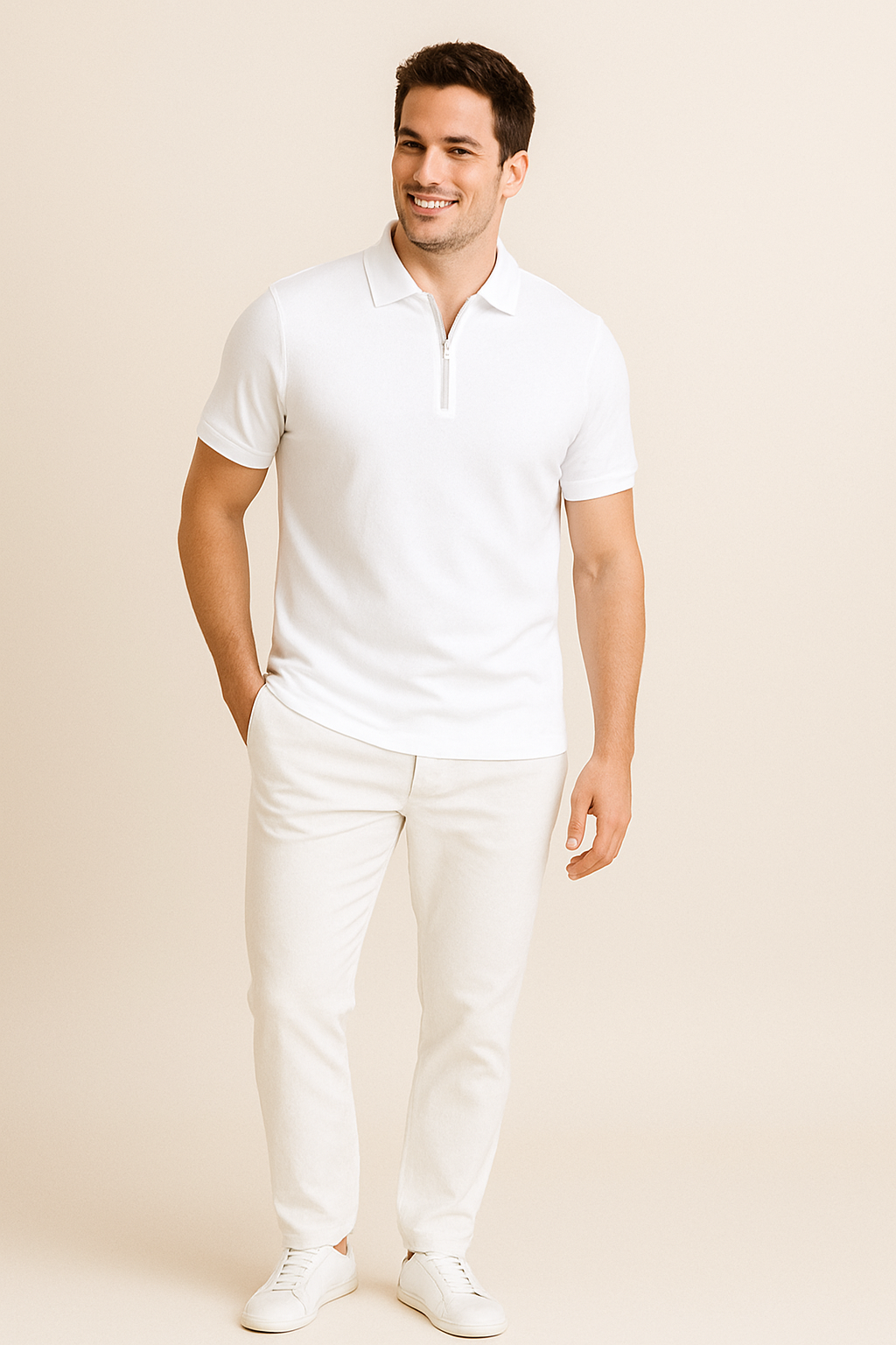 HERBERGER | Herren Sommer Poloshirt mit Reißverschluss und schmaler Passform