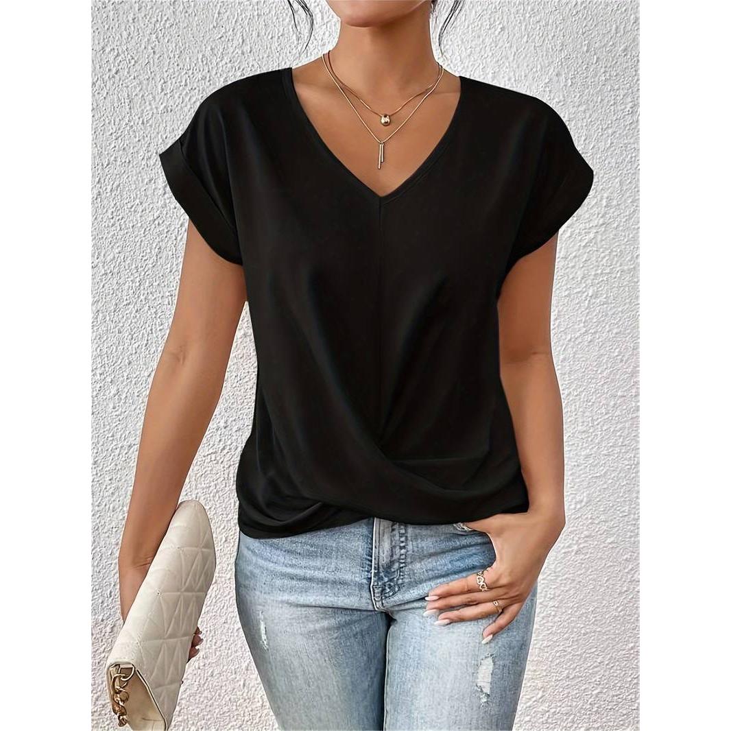Melody | Damen Kurzarm Top Mit V-Ausschnitt
