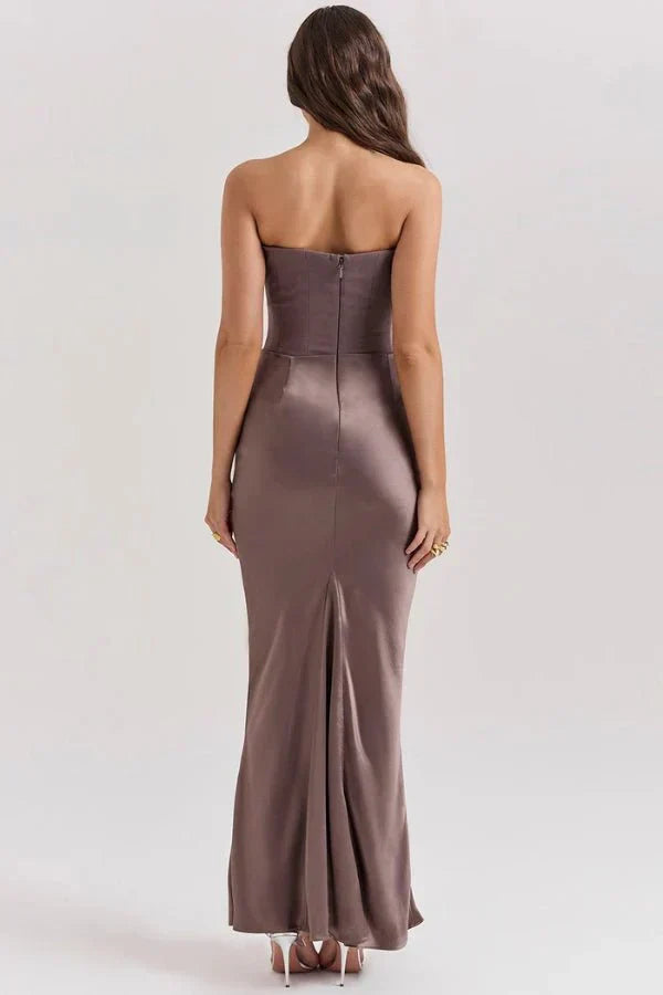 Valentina | Damen Trägerloses Korsett Maxikleid Mit Drapiertem Rock