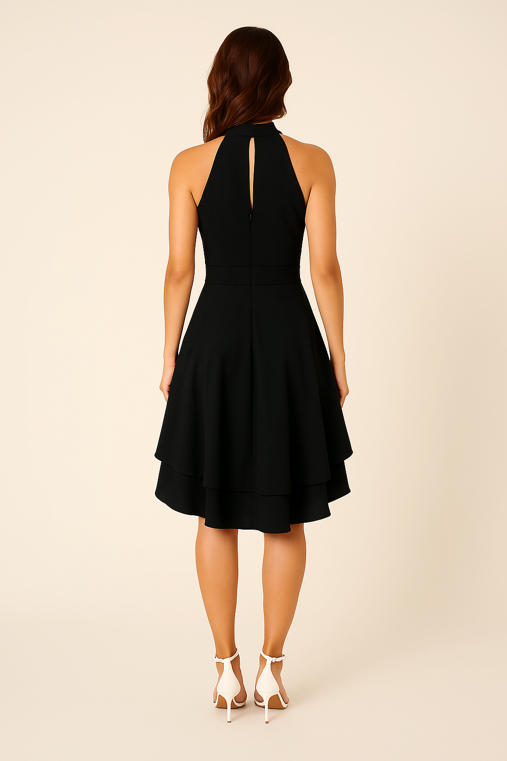 HERBERGER | Damen Neckholder Kleid mit taillierter Passform und High-Low-Rock