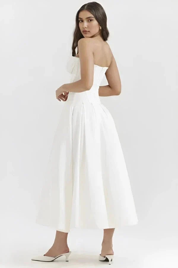 Gabriella | Damen Trägerloses Midikleid Mit Herzförmigem Ausschnitt