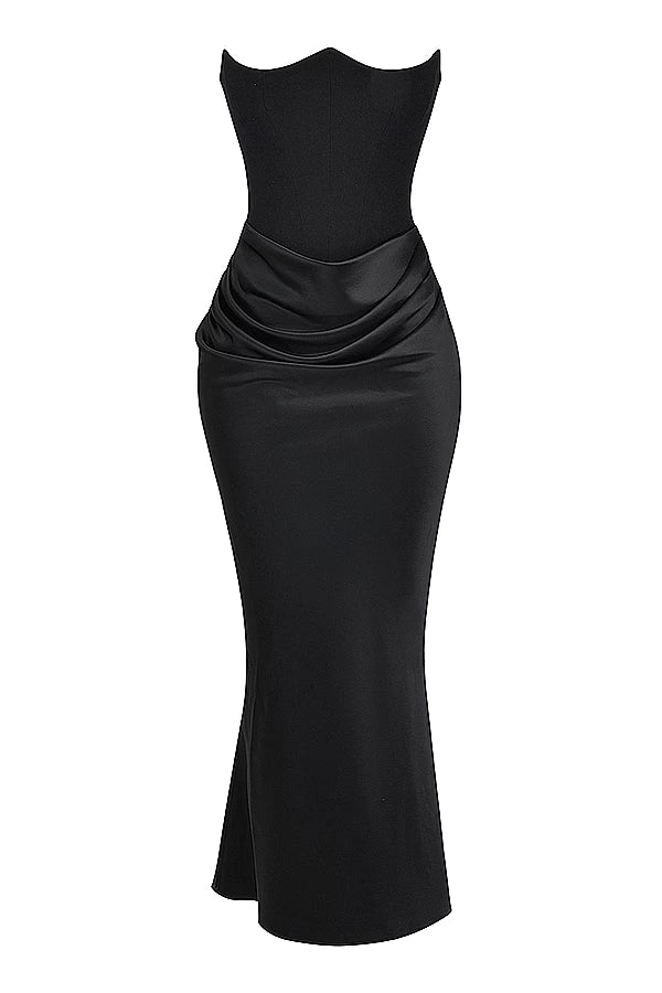 Valentina | Damen Trägerloses Korsett Maxikleid Mit Drapiertem Rock
