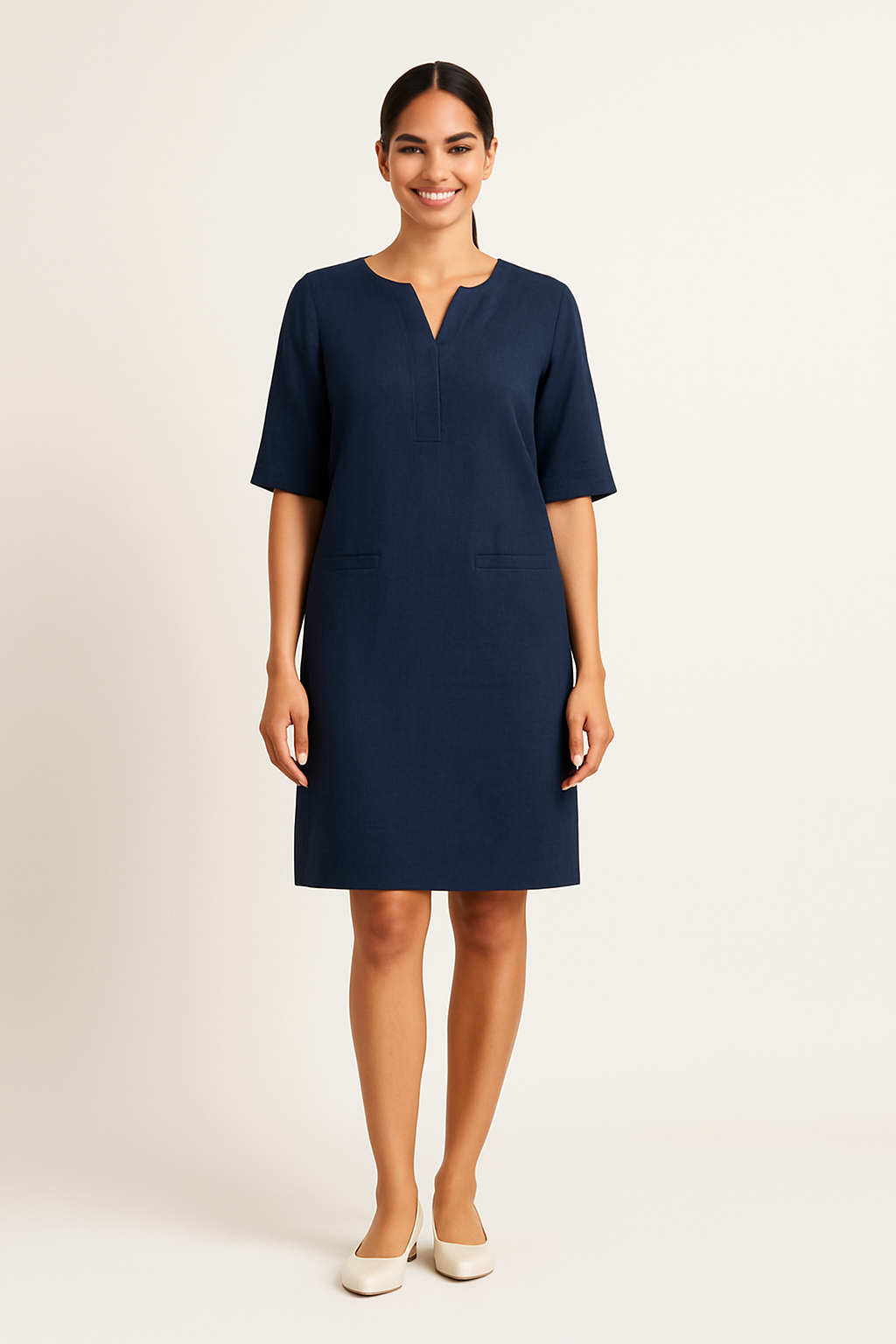 HERBERGER | Sommerliches Damen Kleid in Leinenoptik mit taillierter Passform luftig & leicht