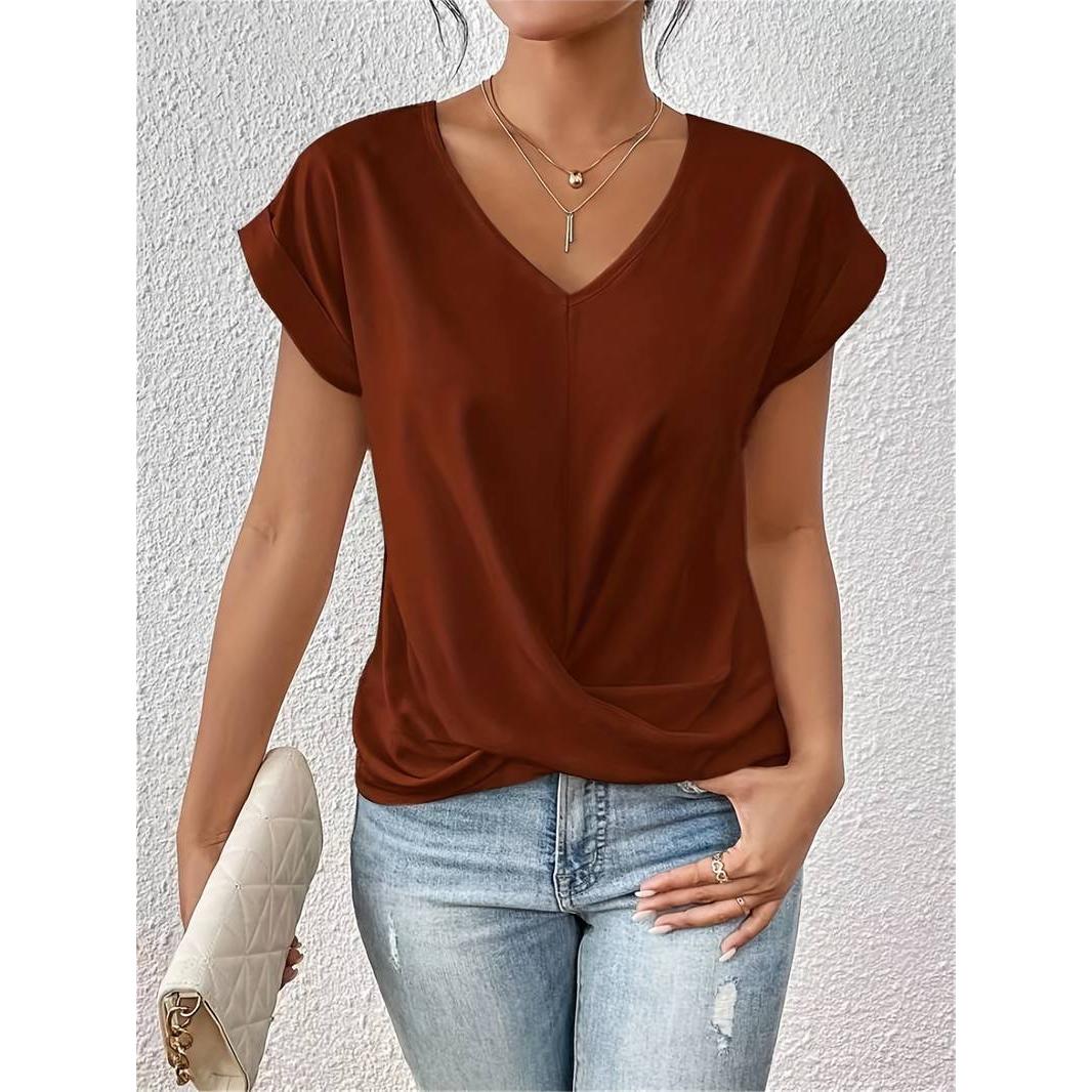 Melody | Damen Kurzarm Top Mit V-Ausschnitt