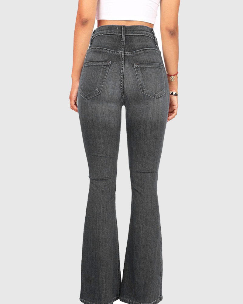 Schlag Jeans mit Hoher Taille